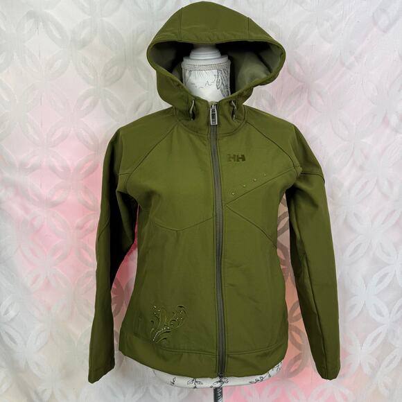 Helly Hansen Full Zip Green Soft Shell Jacket Size Small - Picture 1 of 13